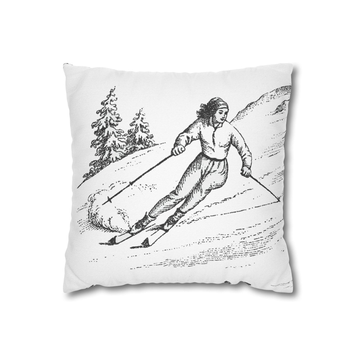 Skiing Toile (Jumbo) - Square Pillowcase