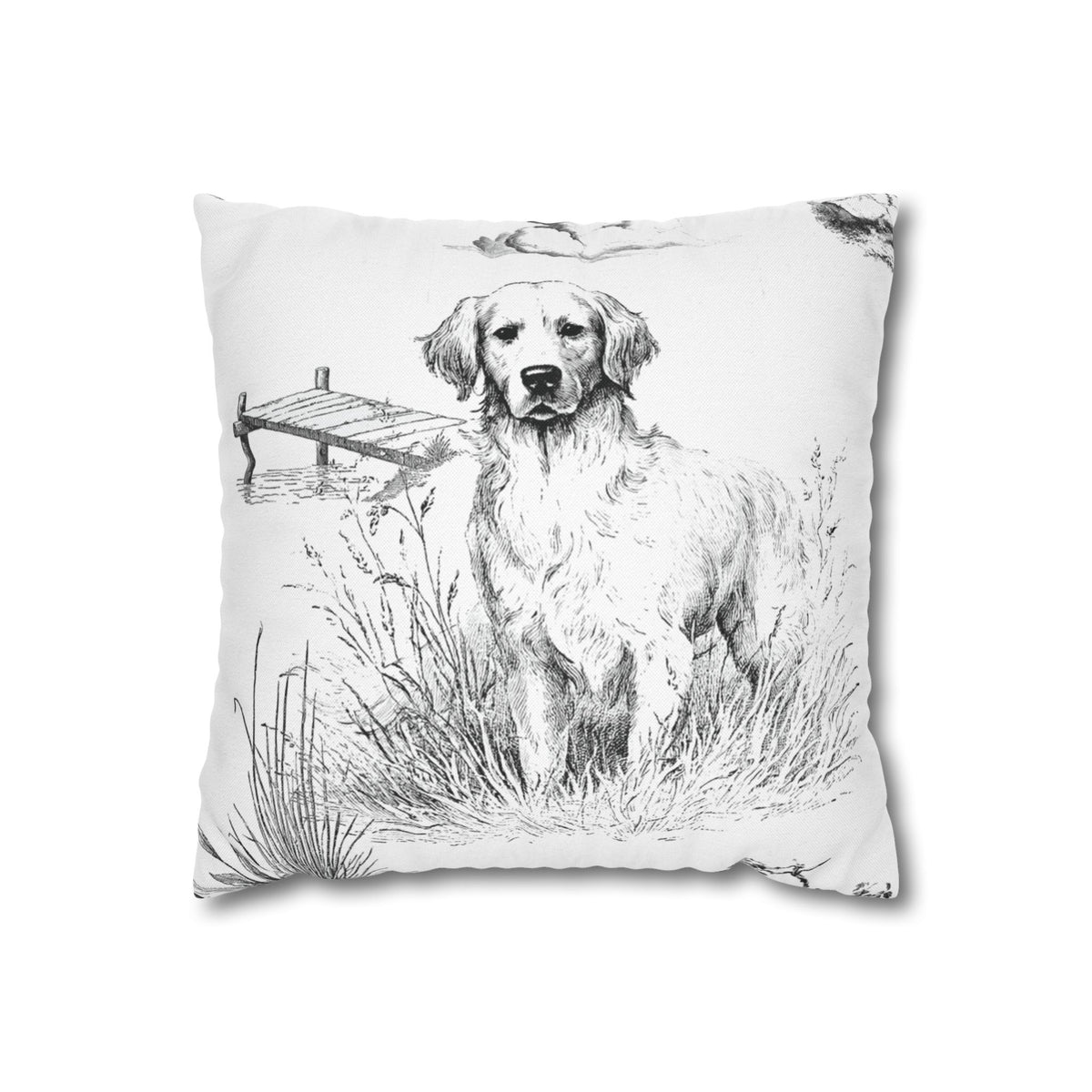 Golden Retriever Toile (Jumbo) - Square Pillowcase