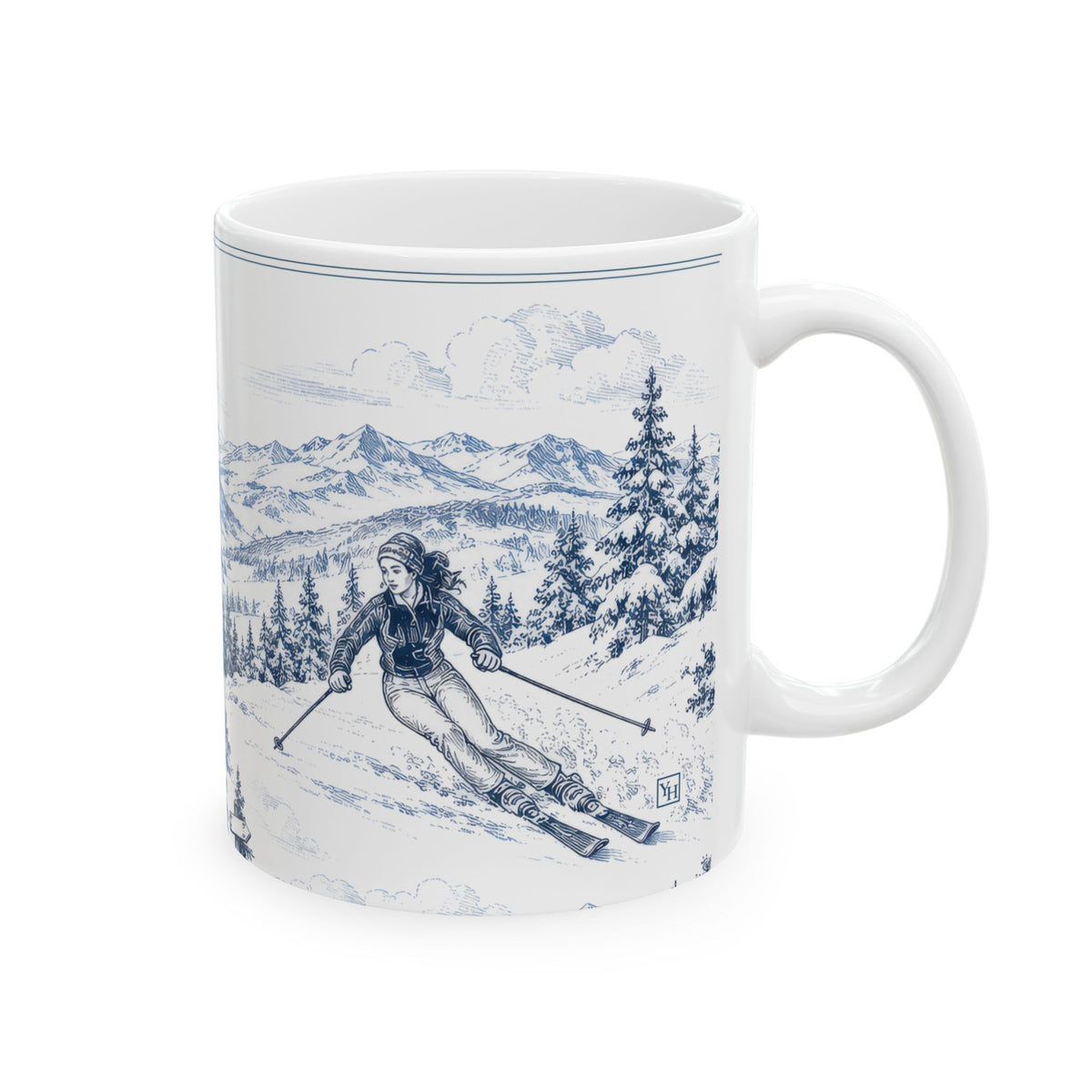 Skiing Toile - Ceramic Mug