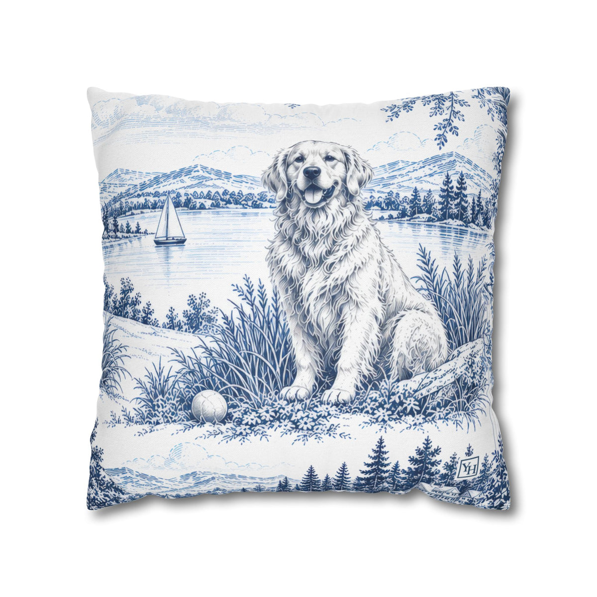 Golden Retriever Toile (Jumbo) - Square Pillowcase