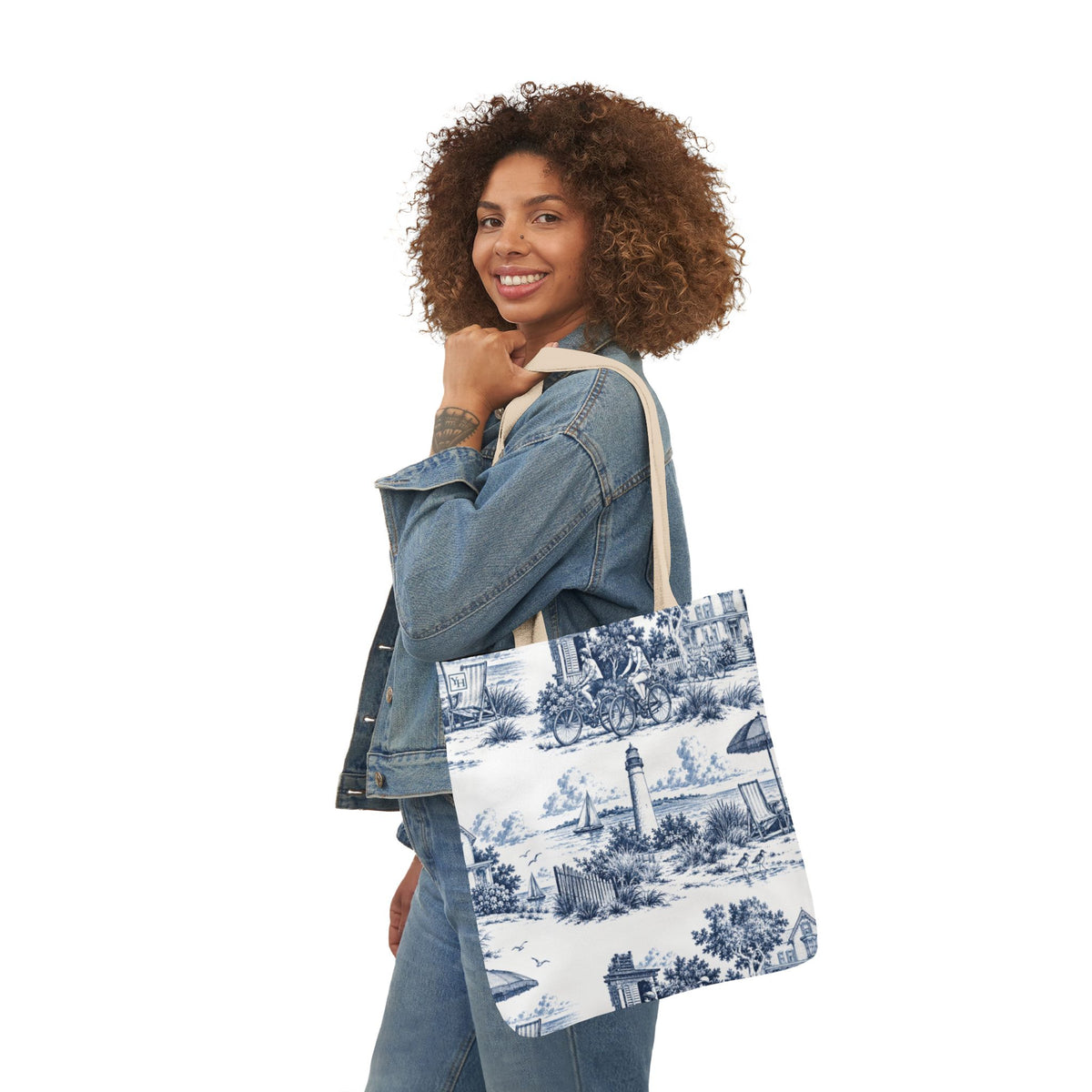Cape May Toile - Canvas Tote Bag