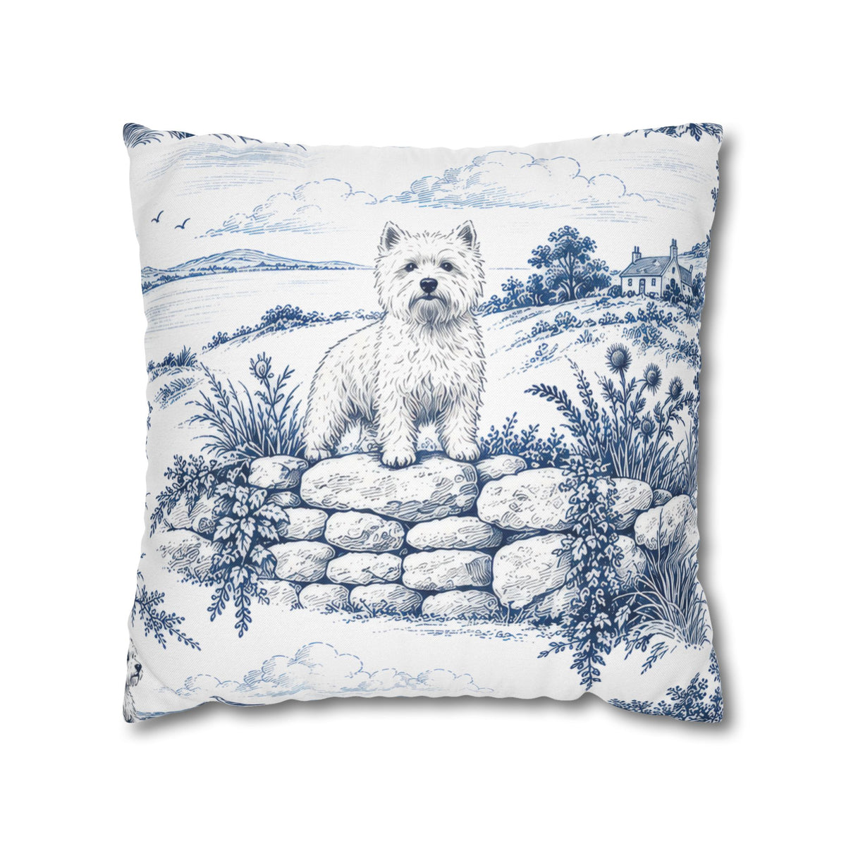 West Highland Terrier Toile (Jumbo) - Square Pillowcase