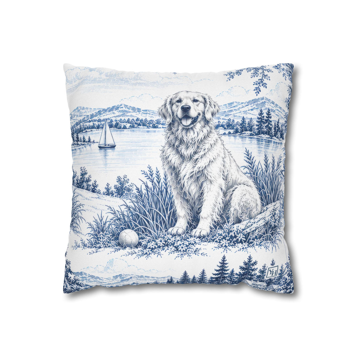 Golden Retriever Toile (Jumbo) - Square Pillowcase