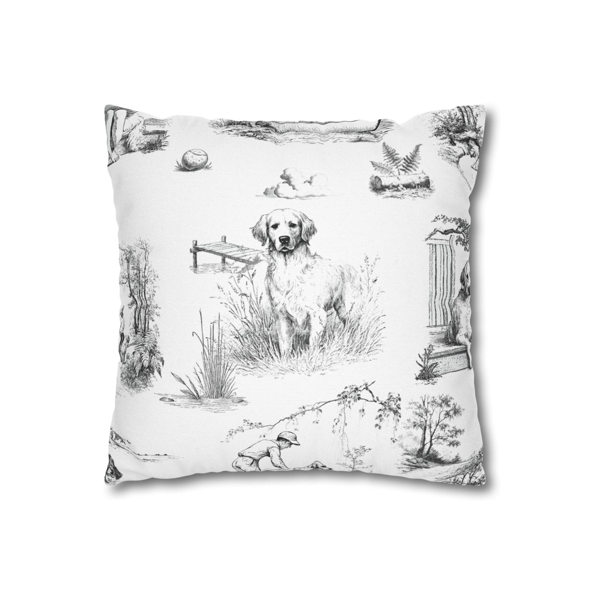 Golden Retriever Toile - Square Pillowcase
