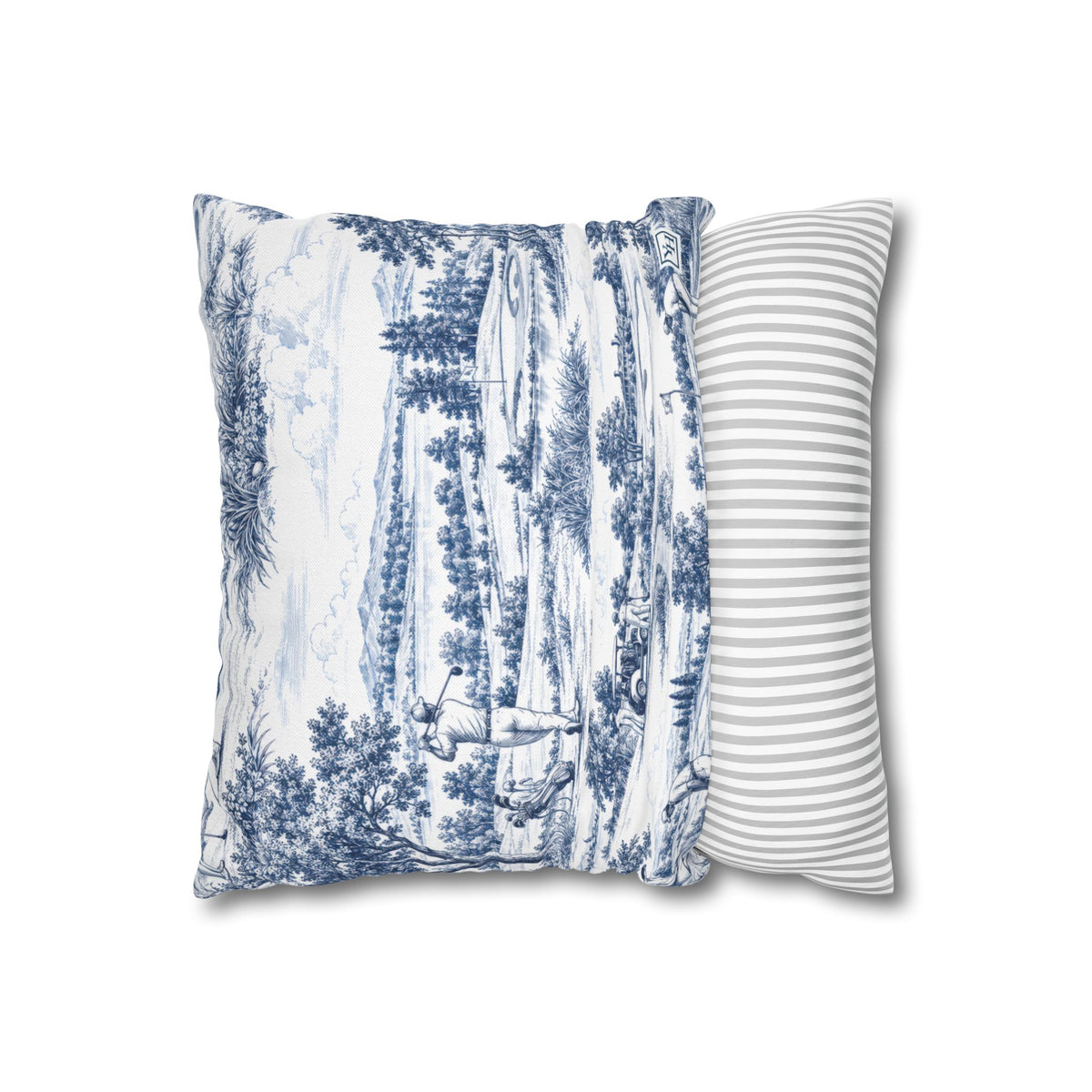 Jumbo Toile Pattern Square Pillowcase — Vintage Scenic Decorative Throw Pillow Cover