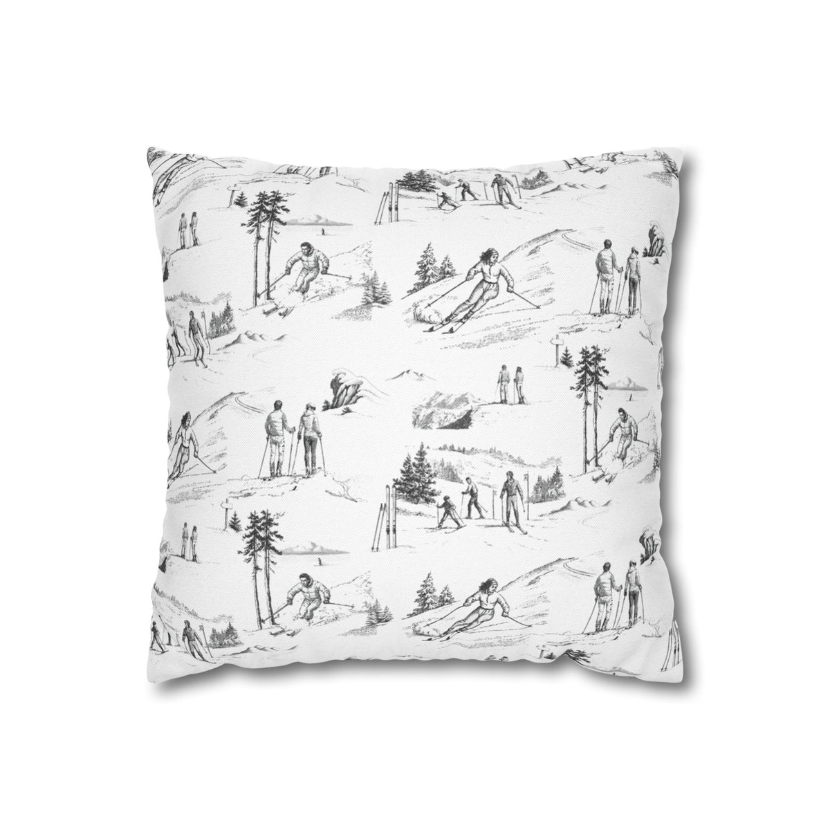 Skiing Toile - Square Pillowcase