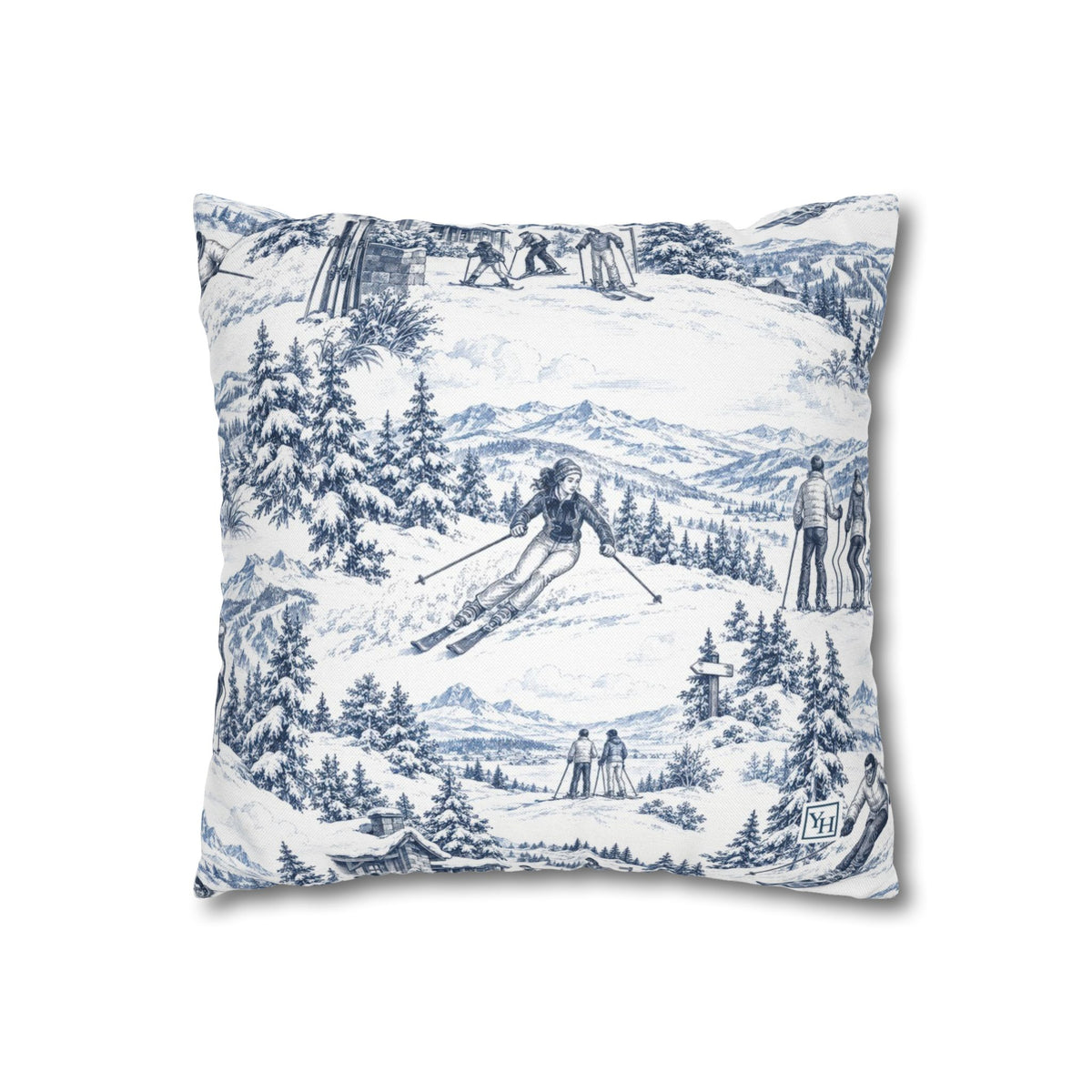 Skiing Toile - Square Pillowcase
