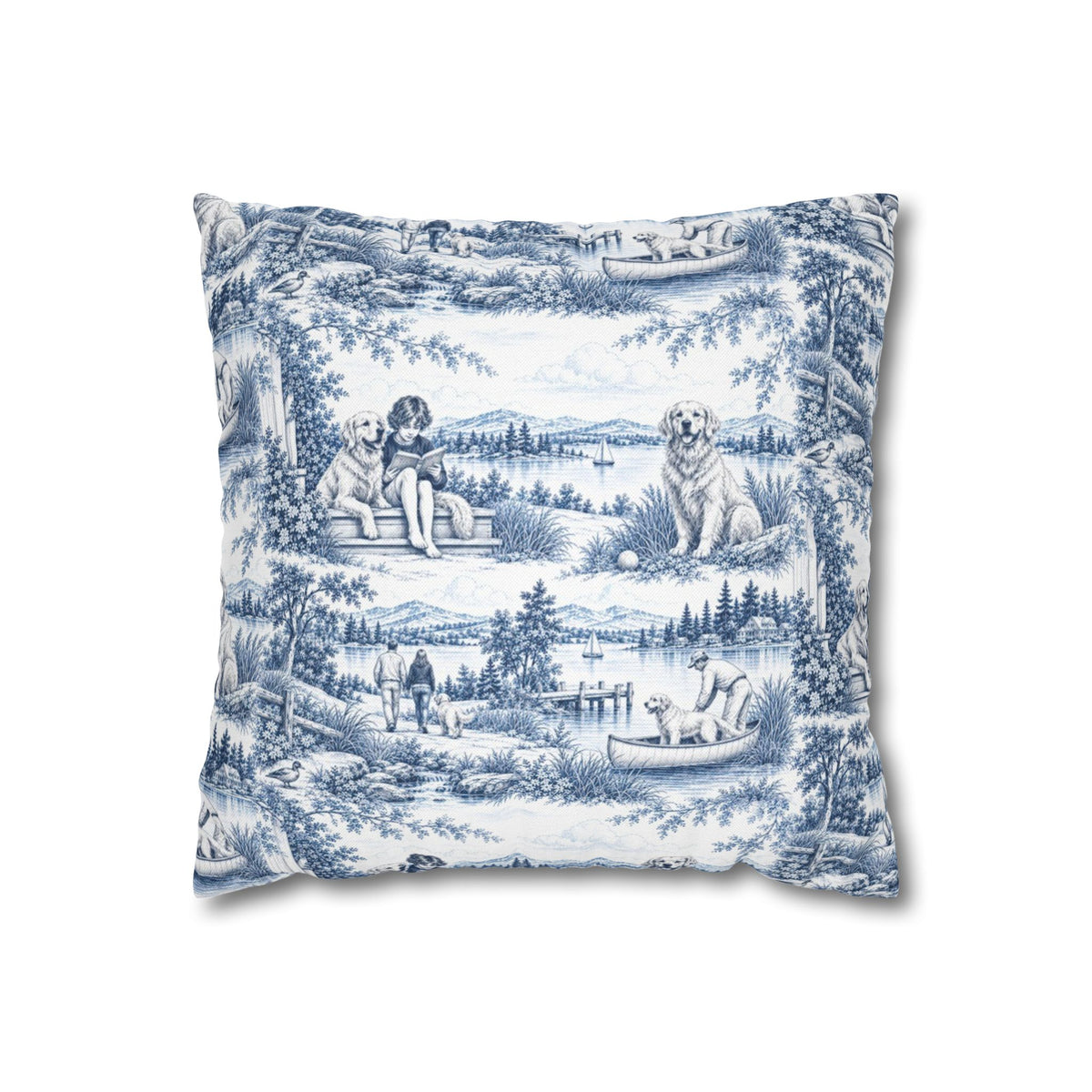 Golden Retriever Toile - Square Pillowcase