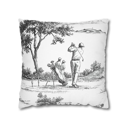 Jumbo Toile Pattern Square Pillowcase — Vintage Scenic Decorative Throw Pillow Cover