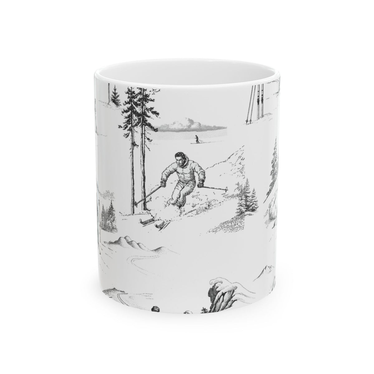 Skiing Toile - Ceramic Mug