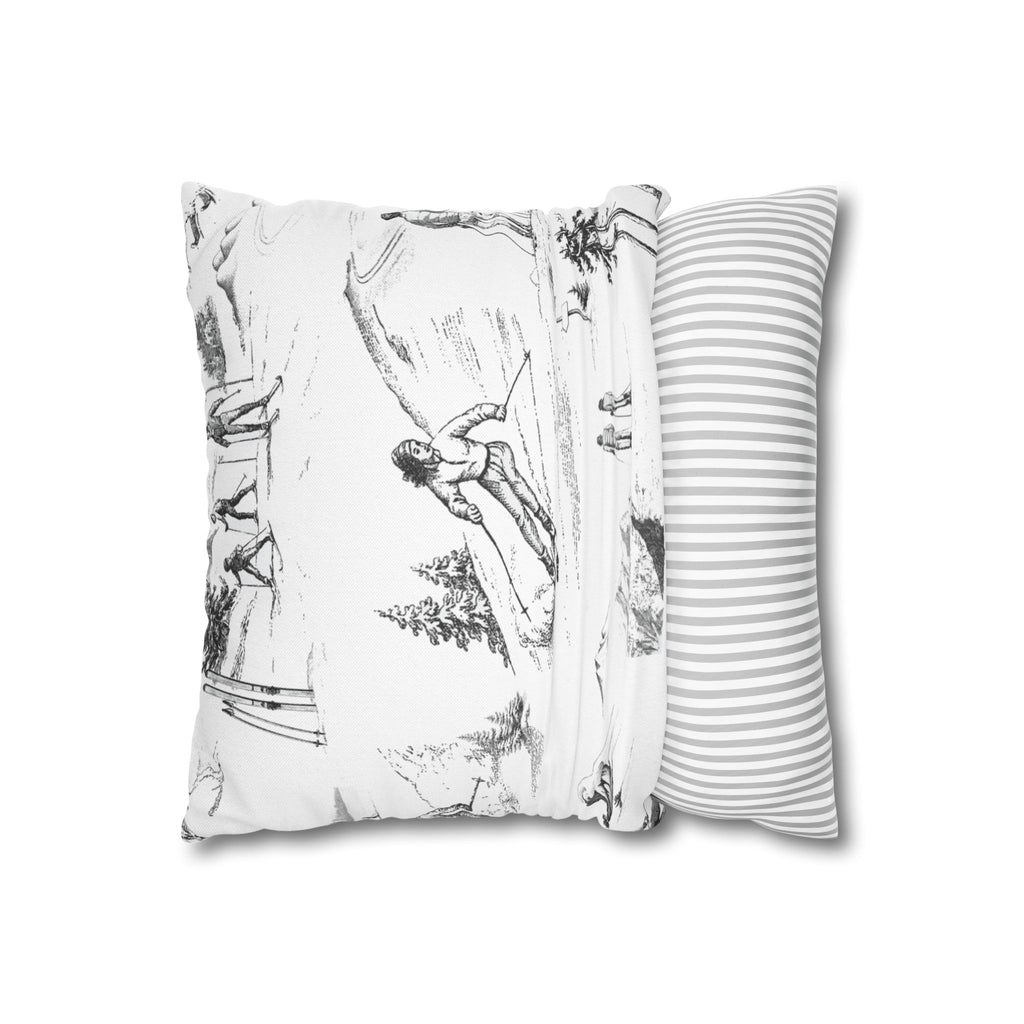 Skiing Toile (Jumbo) - Square Pillowcase