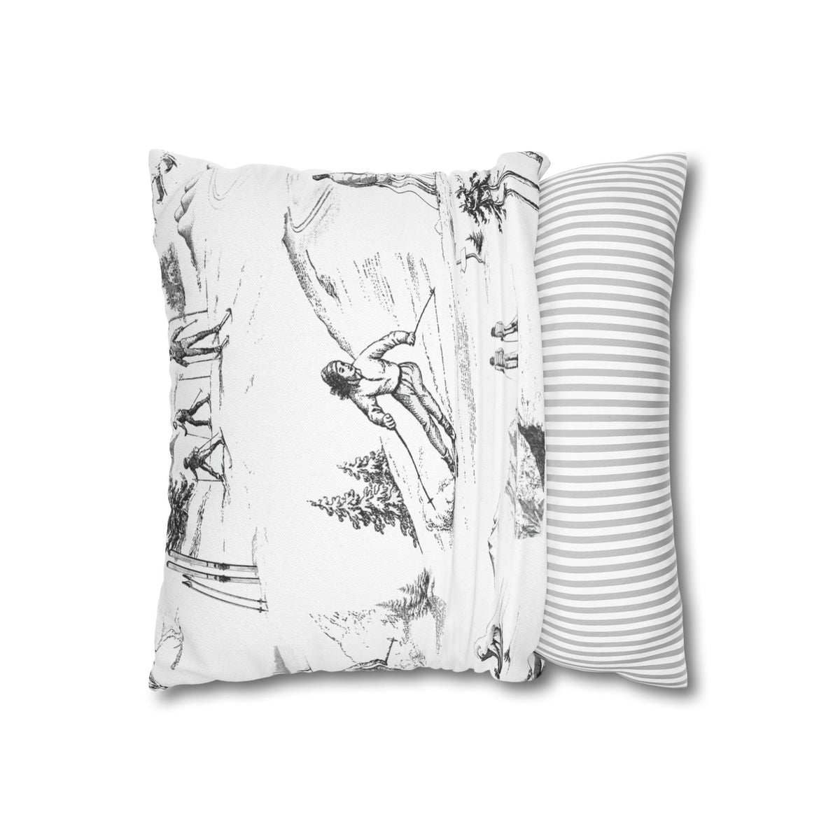 Skiing Toile (Jumbo) - Square Pillowcase
