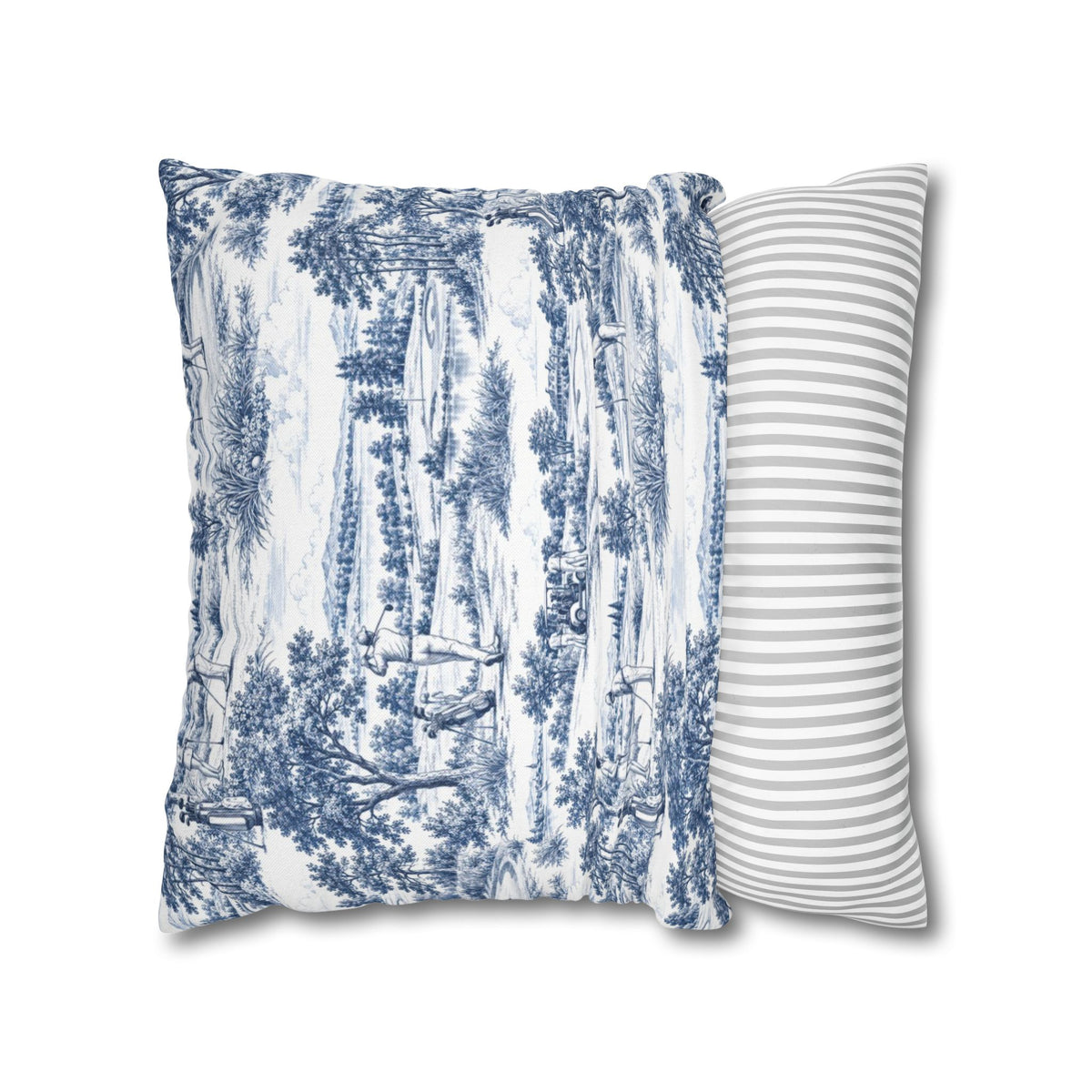Toile Pattern Square Pillowcase — Vintage Scenic Decorative Throw Pillow Cover