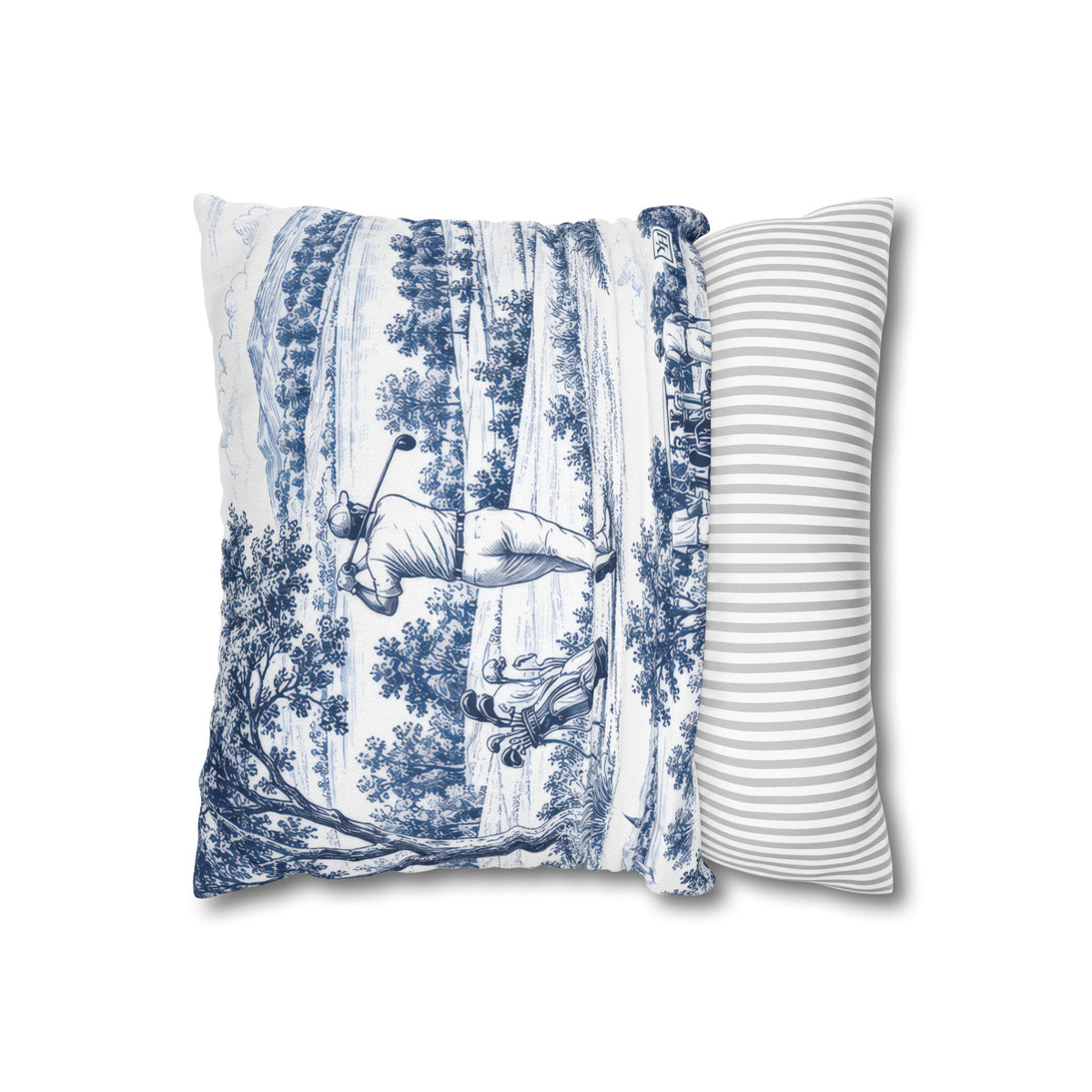 Jumbo Toile Pattern Square Pillowcase — Vintage Scenic Decorative Throw Pillow Cover