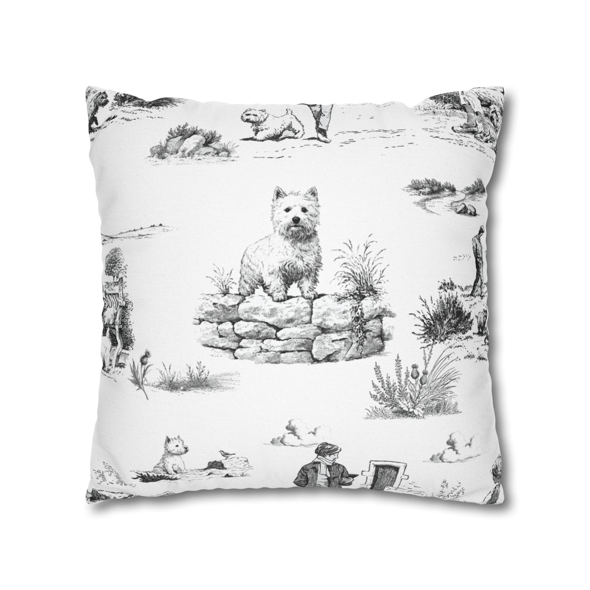 West Highland Terrier Toile (Jumbo) - Square Pillowcase