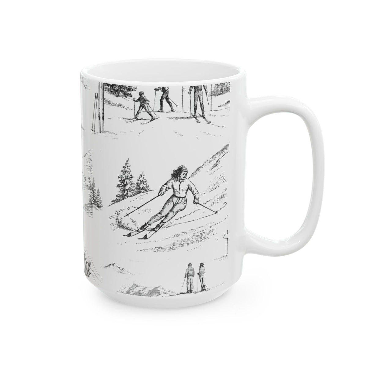 Skiing Toile - Ceramic Mug