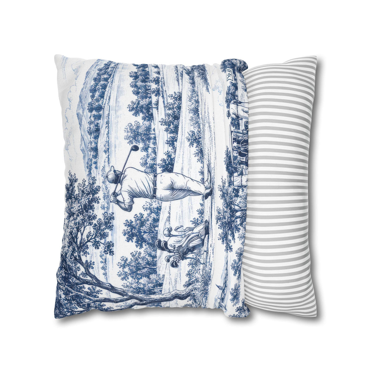 Jumbo Toile Pattern Square Pillowcase — Vintage Scenic Decorative Throw Pillow Cover