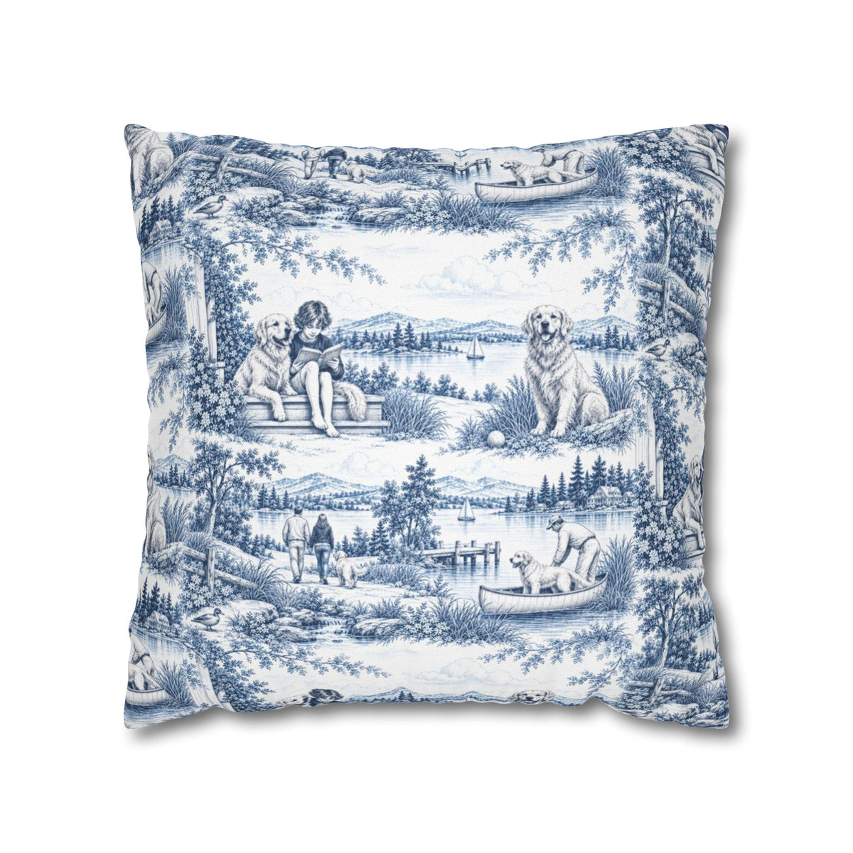 Golden Retriever Toile - Square Pillowcase