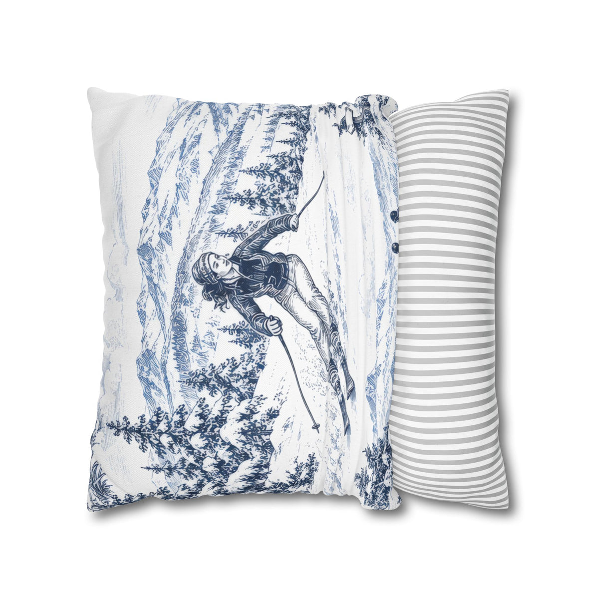 Skiing Toile (Jumbo) - Square Pillowcase