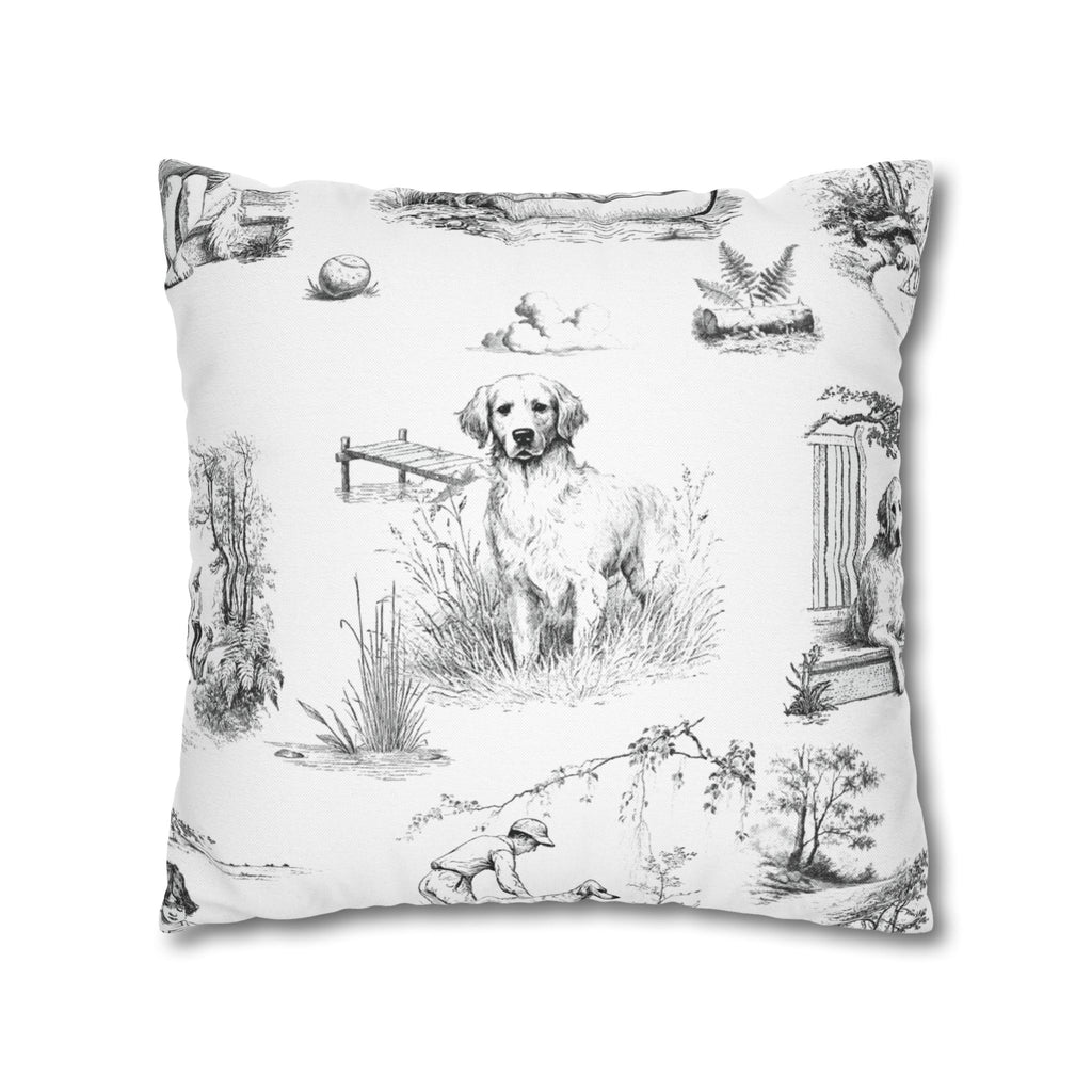Golden Retriever Toile (Jumbo) - Square Pillowcase
