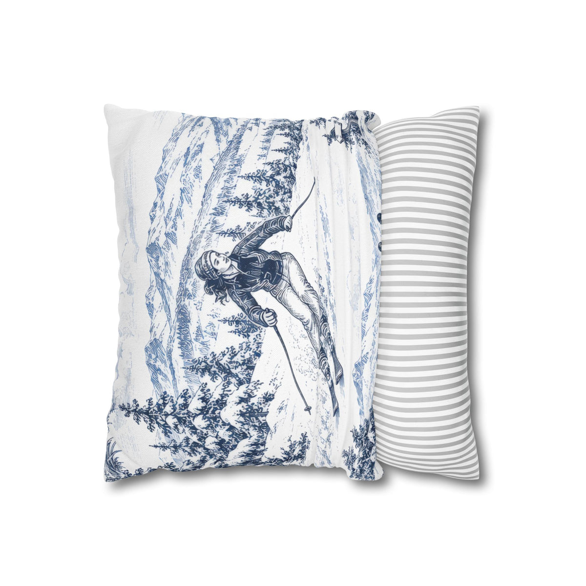 Skiing Toile (Jumbo) - Square Pillowcase