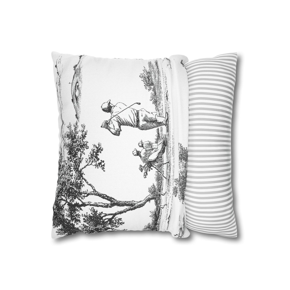 Jumbo Toile Pattern Square Pillowcase — Vintage Scenic Decorative Throw Pillow Cover