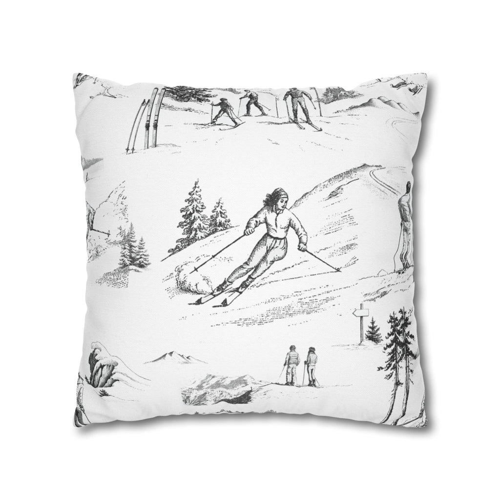 Skiing Toile (Jumbo) - Square Pillowcase